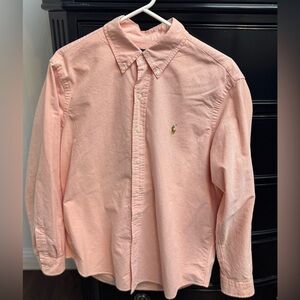 Polo Ralph Lauren Mens Classic Fit Long Sleeve Oxford Shirt Salmon Pink L